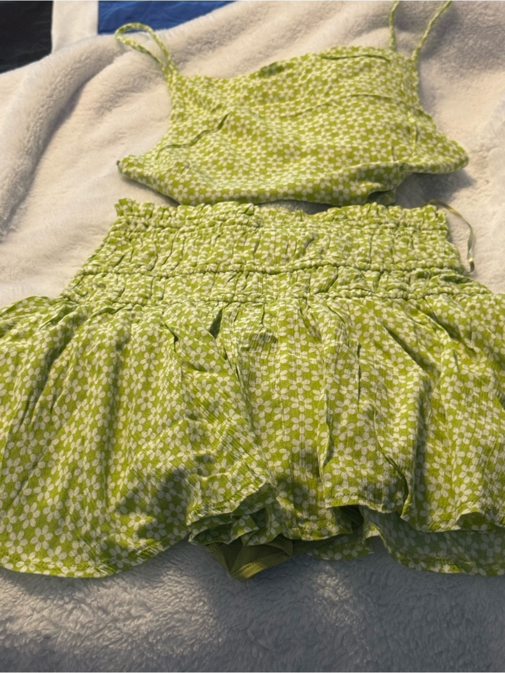 Light Green Floral Smocked Romper - Unbranded